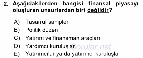 Sağlık Kurumlarında Finansal Yönetim 2016 - 2017 Ara Sınavı 2.Soru