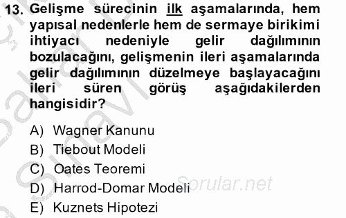 Maliye Politikası 2 2014 - 2015 Ara Sınavı 13.Soru