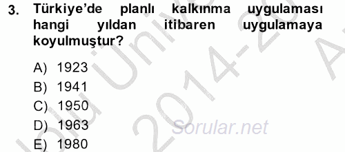 Maliye Politikası 2 2014 - 2015 Ara Sınavı 3.Soru