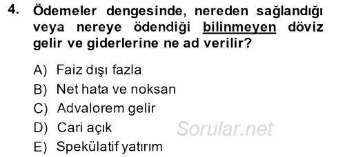 Maliye Politikası 2 2014 - 2015 Ara Sınavı 4.Soru