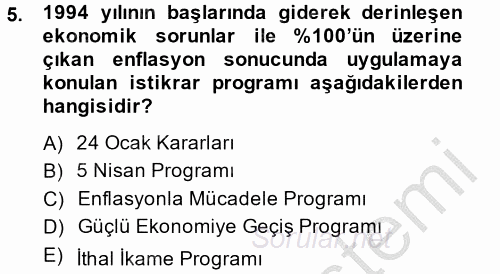 Maliye Politikası 2 2014 - 2015 Ara Sınavı 5.Soru