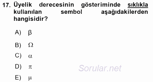 Coğrafi Bilgi Sistemleri İçin Temel Matematik 2017 - 2018 Dönem Sonu Sınavı 17.Soru