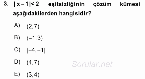 Coğrafi Bilgi Sistemleri İçin Temel Matematik 2017 - 2018 Dönem Sonu Sınavı 3.Soru