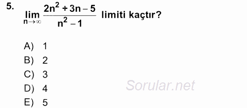 Coğrafi Bilgi Sistemleri İçin Temel Matematik 2017 - 2018 Dönem Sonu Sınavı 5.Soru
