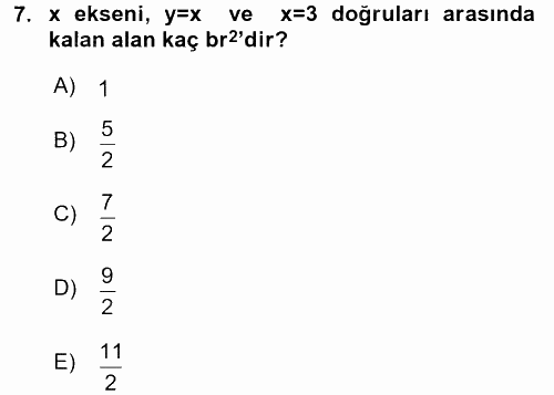 Coğrafi Bilgi Sistemleri İçin Temel Matematik 2017 - 2018 Dönem Sonu Sınavı 7.Soru