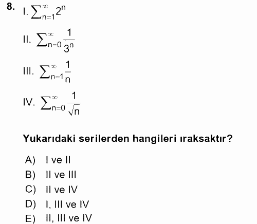 Coğrafi Bilgi Sistemleri İçin Temel Matematik 2017 - 2018 Dönem Sonu Sınavı 8.Soru