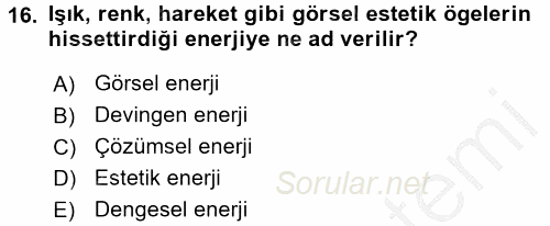 Görsel Estetik 2016 - 2017 3 Ders Sınavı 16.Soru