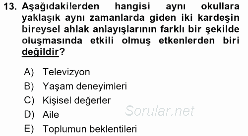 Profesyonel Yaşamda İmaj ve İtibar Yönetimi 2017 - 2018 Dönem Sonu Sınavı 13.Soru