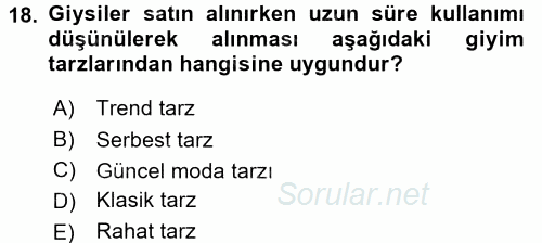 Profesyonel Yaşamda İmaj ve İtibar Yönetimi 2017 - 2018 Dönem Sonu Sınavı 18.Soru