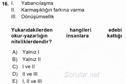 İletişim Sosyolojisi 2015 - 2016 Dönem Sonu Sınavı 16.Soru