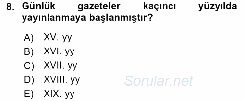 İletişim Sosyolojisi 2015 - 2016 Dönem Sonu Sınavı 8.Soru