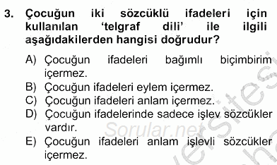 Erken Çocukluk Döneminde Gelişim 2 2013 - 2014 Ara Sınavı 3.Soru