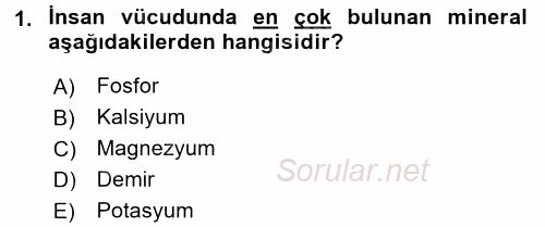 Gıda Bilimi ve Teknolojisi 2016 - 2017 Ara Sınavı 1.Soru