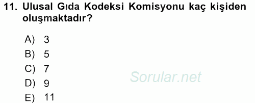 Gıda Bilimi ve Teknolojisi 2016 - 2017 Ara Sınavı 11.Soru