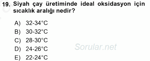 Gıda Bilimi ve Teknolojisi 2016 - 2017 Ara Sınavı 19.Soru