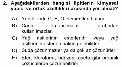 Gıda Bilimi ve Teknolojisi 2016 - 2017 Ara Sınavı 2.Soru