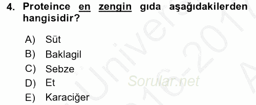 Gıda Bilimi ve Teknolojisi 2016 - 2017 Ara Sınavı 4.Soru