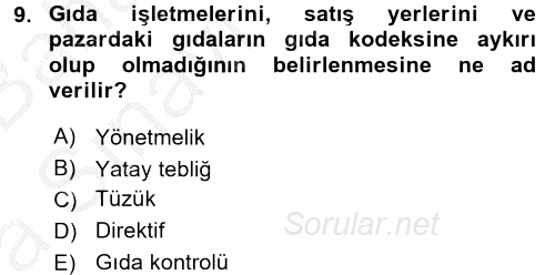 Gıda Bilimi ve Teknolojisi 2016 - 2017 Ara Sınavı 9.Soru