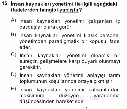 Kamu Yönetimi 2013 - 2014 Dönem Sonu Sınavı 15.Soru