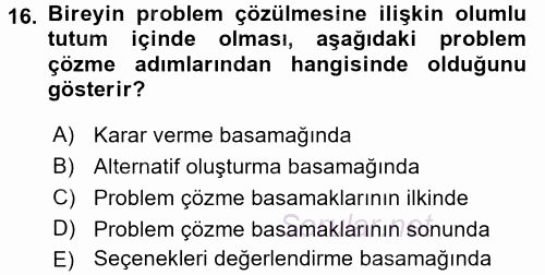 Yaşlılarda Çatışma Ve Stres Yönetimi 2 2017 - 2018 3 Ders Sınavı 16.Soru
