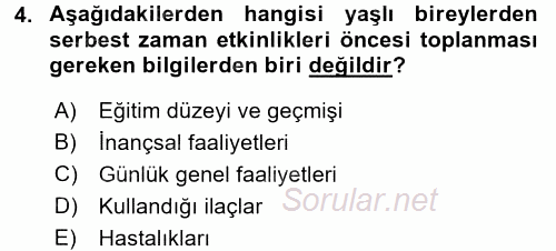 Yaşlılarda Çatışma Ve Stres Yönetimi 2 2017 - 2018 3 Ders Sınavı 4.Soru