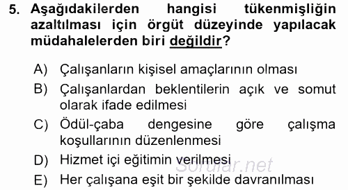 Yaşlılarda Çatışma Ve Stres Yönetimi 2 2017 - 2018 3 Ders Sınavı 5.Soru