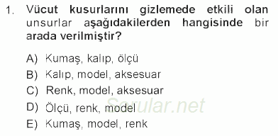 Giysi Seçimi 2012 - 2013 Tek Ders Sınavı 1.Soru