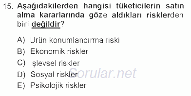 Giysi Seçimi 2012 - 2013 Tek Ders Sınavı 15.Soru