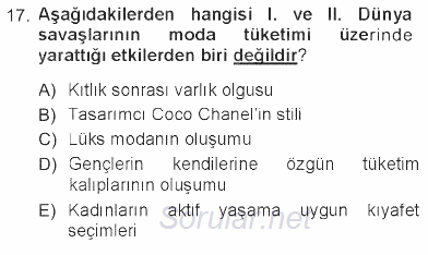 Giysi Seçimi 2012 - 2013 Tek Ders Sınavı 17.Soru