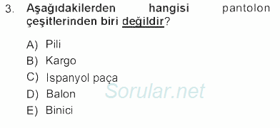 Giysi Seçimi 2012 - 2013 Tek Ders Sınavı 3.Soru