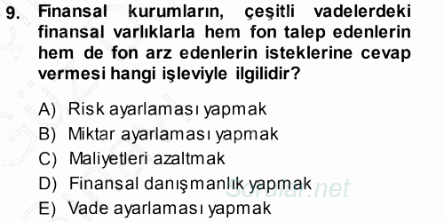 Finansal Yönetim 1 2013 - 2014 Ara Sınavı 9.Soru