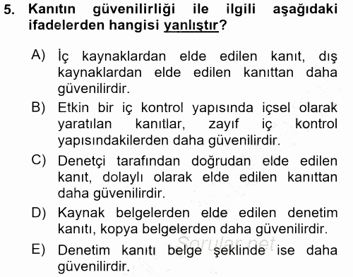 Denetim 2015 - 2016 Ara Sınavı 5.Soru
