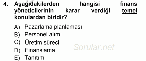 Finansal Yönetim 2012 - 2013 Ara Sınavı 4.Soru