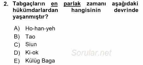 Orta Asya Türk Tarihi 2016 - 2017 Ara Sınavı 2.Soru