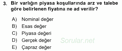 Finansal Yönetim 2 2015 - 2016 Tek Ders Sınavı 3.Soru