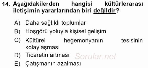İletişim Bilgisi 2017 - 2018 Dönem Sonu Sınavı 14.Soru