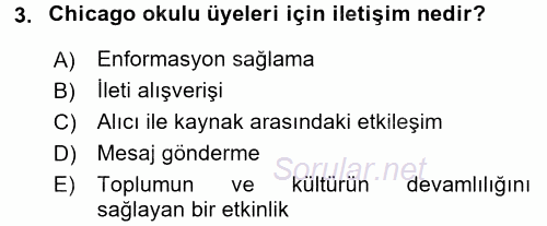 İletişim Bilgisi 2017 - 2018 Dönem Sonu Sınavı 3.Soru