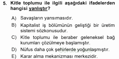 İletişim Bilgisi 2017 - 2018 Dönem Sonu Sınavı 5.Soru