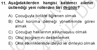 Okulöncesi Eğitime Giriş 2013 - 2014 Dönem Sonu Sınavı 11.Soru