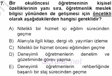 Okulöncesi Eğitime Giriş 2013 - 2014 Dönem Sonu Sınavı 7.Soru