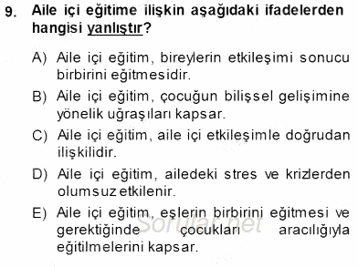 Okulöncesi Eğitime Giriş 2013 - 2014 Dönem Sonu Sınavı 9.Soru