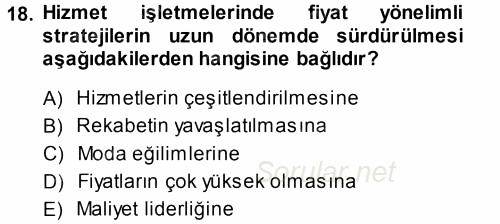 Hizmet Tasarımı 2013 - 2014 Ara Sınavı 18.Soru