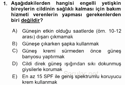 Bakım Elemanı Yetiştirme Ve Geliştirme 2 2016 - 2017 Dönem Sonu Sınavı 1.Soru