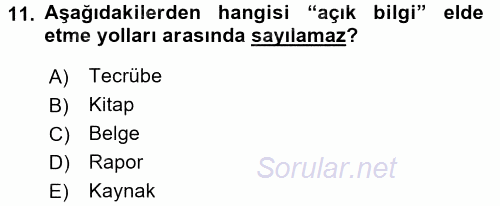 Yeni Teknolojiler ve Çalışma Hayatı 2016 - 2017 Ara Sınavı 11.Soru