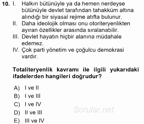 Çağdaş Sosyoloji Kuramları 2017 - 2018 Ara Sınavı 10.Soru