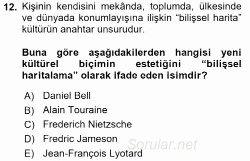 Çağdaş Sosyoloji Kuramları 2017 - 2018 Ara Sınavı 12.Soru
