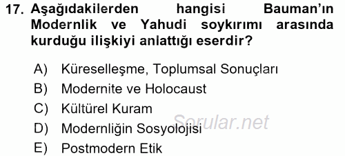 Çağdaş Sosyoloji Kuramları 2017 - 2018 Ara Sınavı 17.Soru