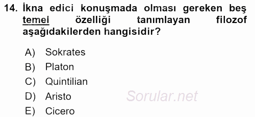 İkna Edici İletişim 2016 - 2017 Ara Sınavı 14.Soru