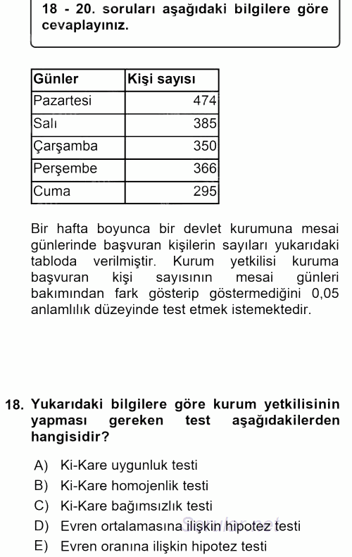 İstatistik 2 2017 - 2018 Ara Sınavı 18.Soru