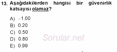 Bilimsel Araştırma Yöntemleri 2014 - 2015 Dönem Sonu Sınavı 13.Soru